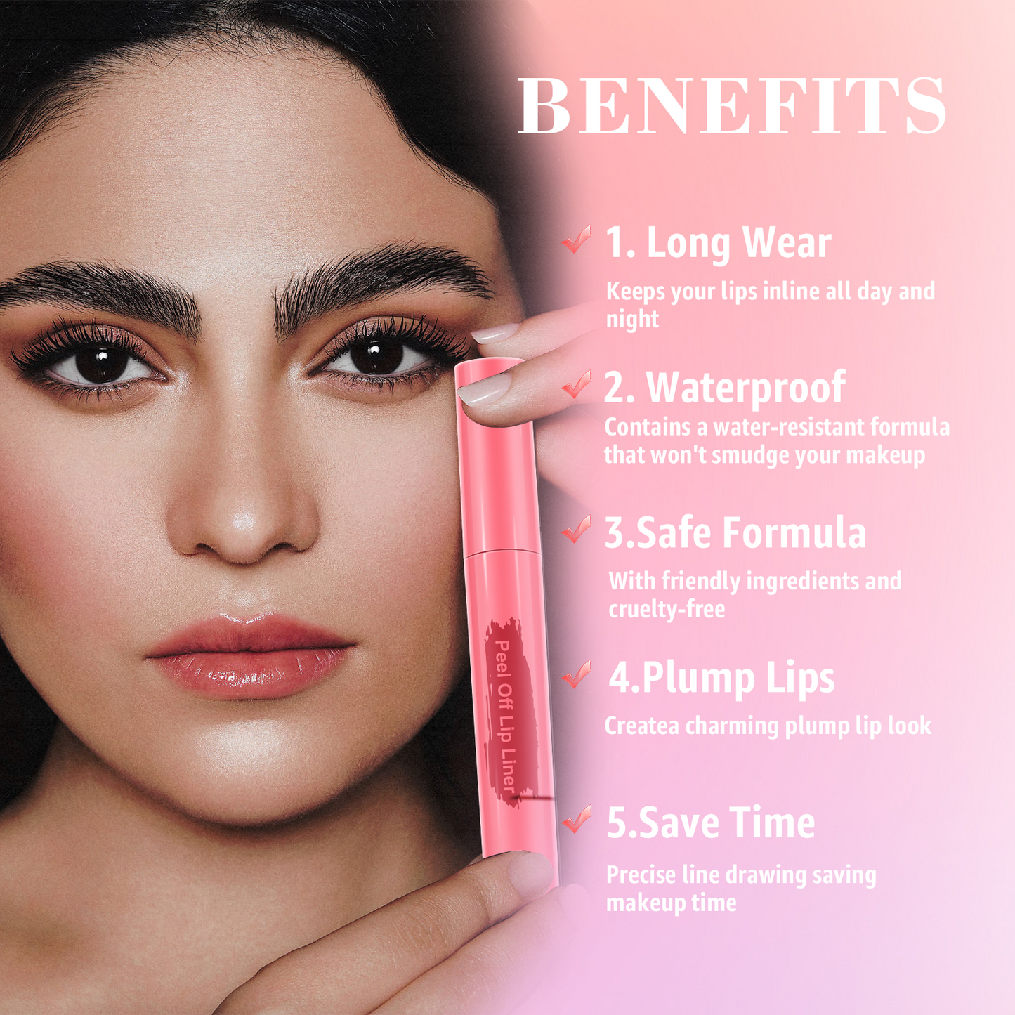 Lip Stain - Peel Off Lip Stain, Long Lasting Lip Liner with Matte Finish, Waterproof, Transfer-proof, Highly Pigmented Color