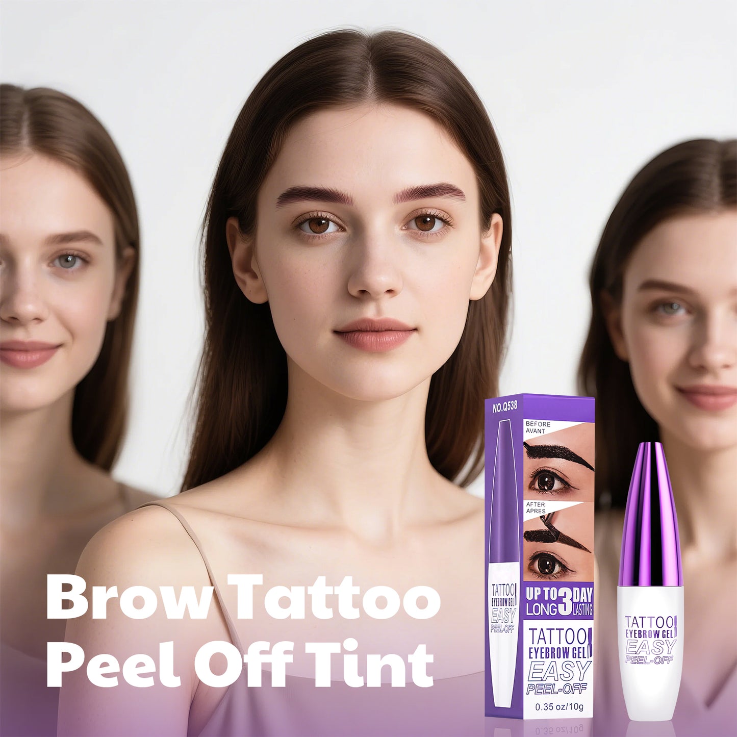 Peel Off Eyebrow Gel - Easy Peel Off Eyebrow Brow Tattoo Makeup, No Smudge, Waterproof and Easy to Color, Create Fuller & Defined Brows Makeup for Woman & Girls