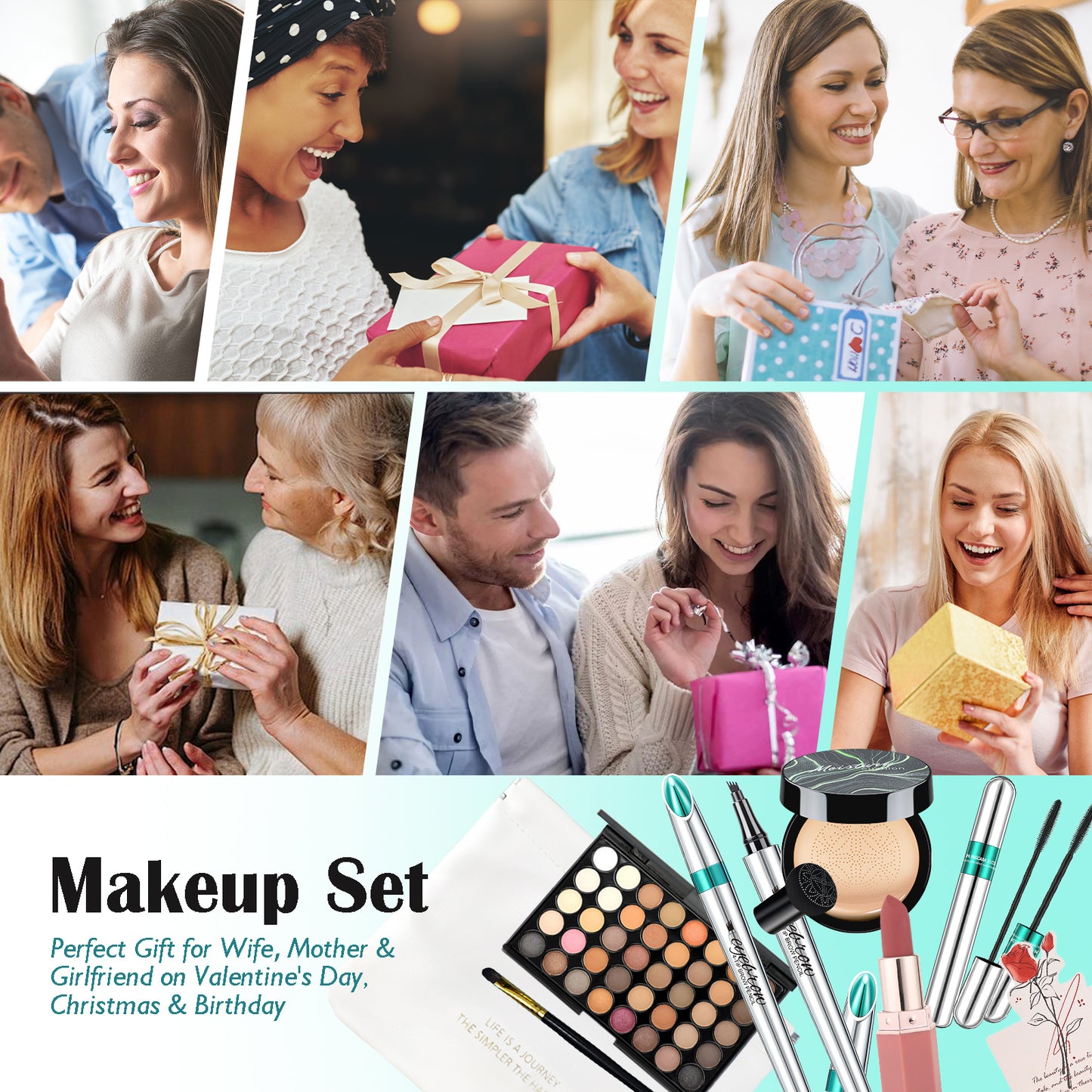 Makeup Kit for Women Full Kit, Make Up Gifts for Women Teen Girls, Makeup Bag Eyeshadow Palette Foudation Eyebrow Mascara Lipstick for Wife, Mom, Mothers Day Gifts