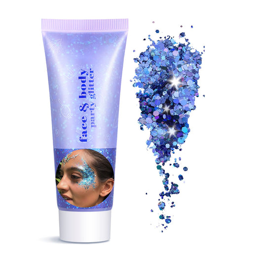 Body Face Glitter Makeup - Womens Halloween Costume Sparkly Chunky Hair Glitter, Mermaid Birthday Decorations Rave Outfits for Kids