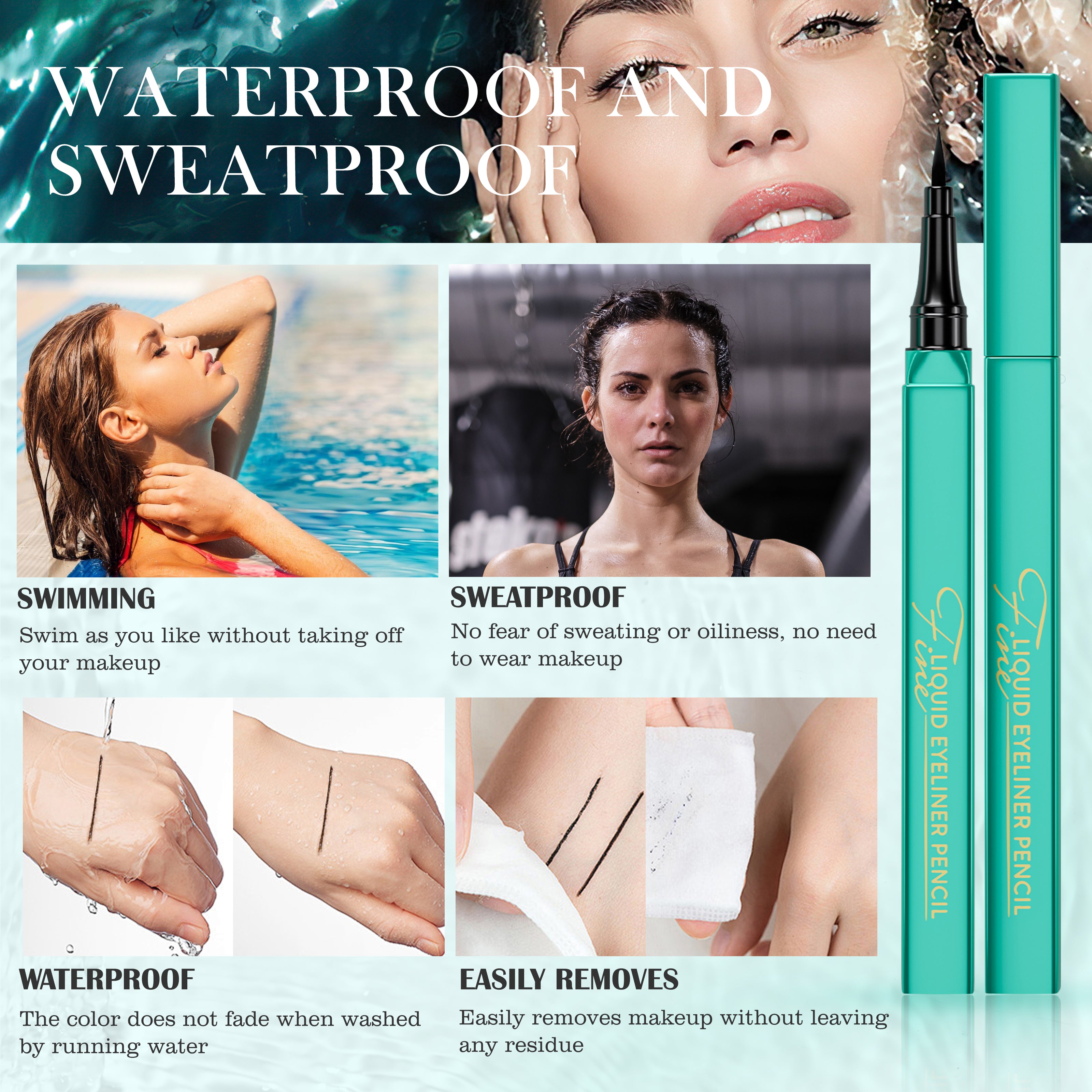 Liquid Eyeliner, Long-Lasting & Waterproof Eyeliner Pen, Glides on Smoothly, Quick Drying, Cruelty-Free & Vegan, Super Slim Precise All Day for Women (Black)