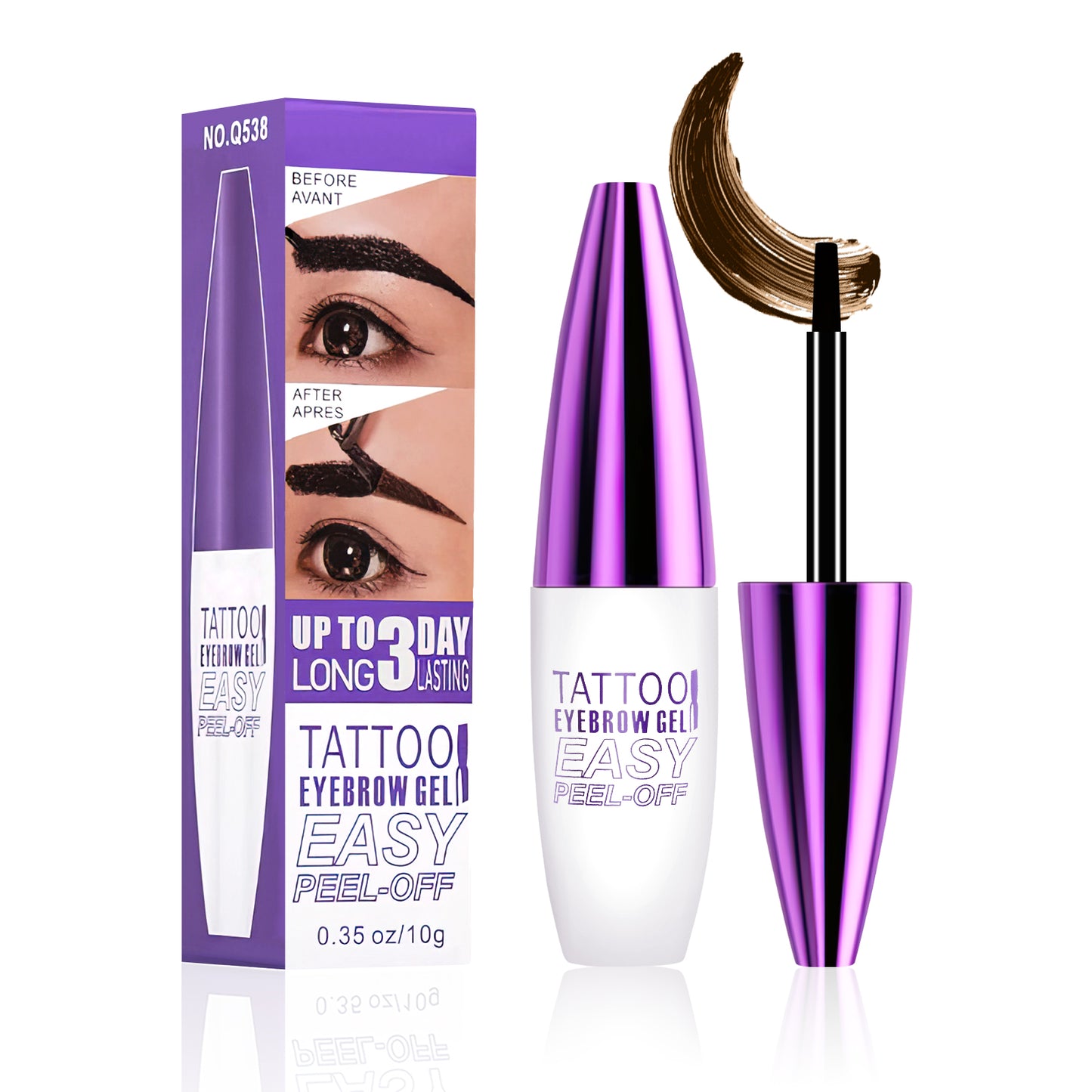 Peel Off Eyebrow Gel - Easy Peel Off Eyebrow Brow Tattoo Makeup, No Smudge, Waterproof and Easy to Color, Create Fuller & Defined Brows Makeup for Woman & Girls