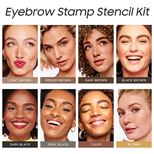 Eyebrow Stamp and Eyebrow Stencil Kit, Eye Brow Stencil Kit for Beginners 24 Reusable and Washable Eyebrow Shaping Kit, Brow Stencil and Stamp Kit Smudge-Proof & Long-Lasting