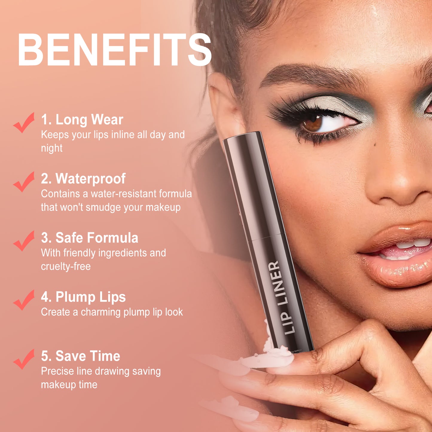 Lip Stain Peel Off, Lip Liner Moisturizing Long-Lasting & Waterproof, Transfer Proof & Plumping, Non-Stick Cup