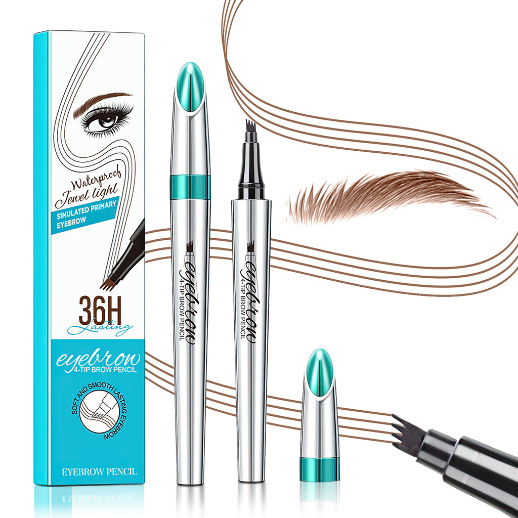 Eyebrow Pencils for Women - Eyebrow Gel with Microblading 4-Fork-Tip,  Lift & Snatch Eyebrow Pen, Eyebrow Marker Long-Lasting Waterproof & Smudge-Proof Natural Hair Like Brows