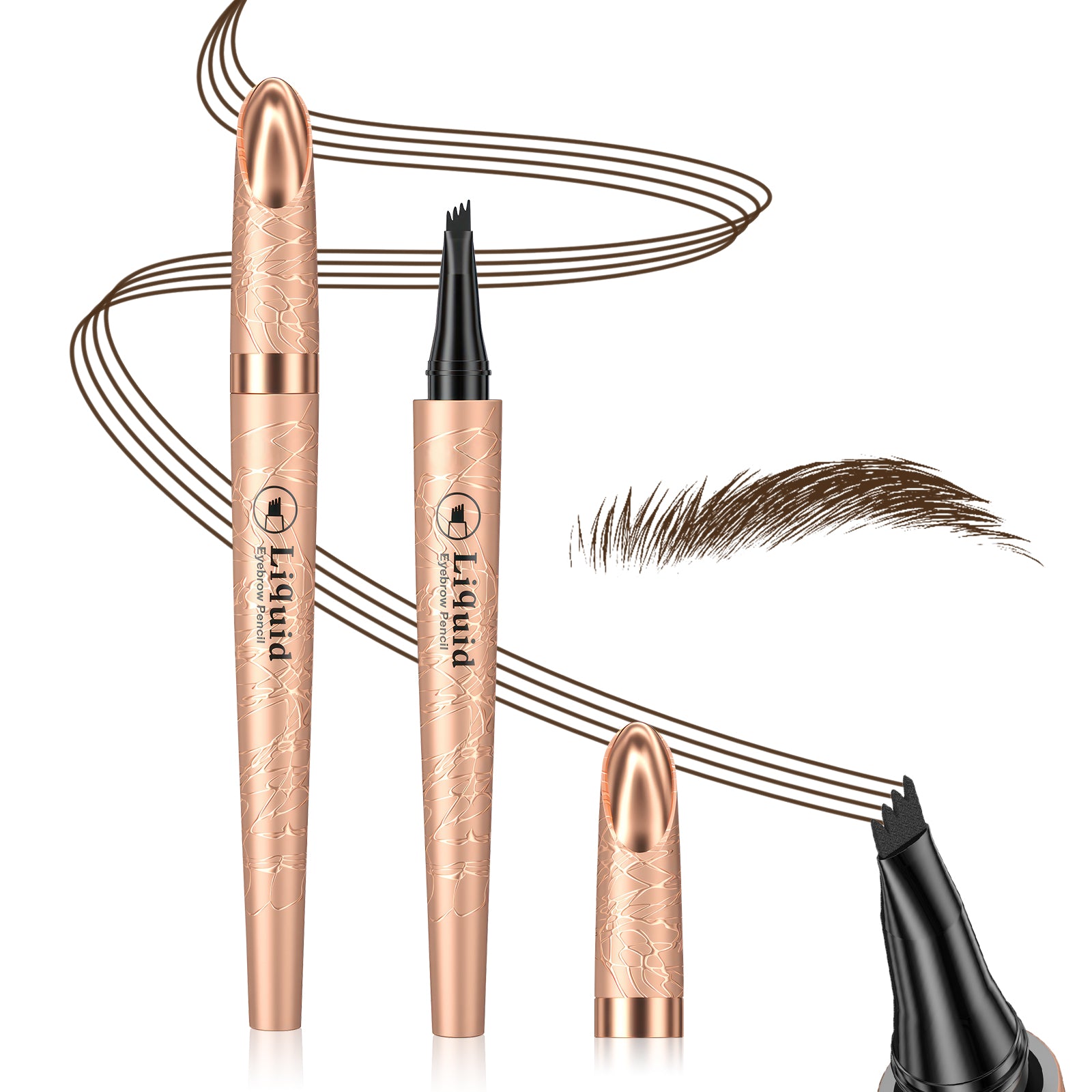 Eyebrow Pencil Microblade Eyebrow Pen, Eyebrow Pen Micro 4 Point Brow Pen Lift & Snatch, Waterproof Long-Lasting Brow Microfilling Eyebrow Pen, Smudge-proof Natural Eyebrow Hair (Dark Brown)