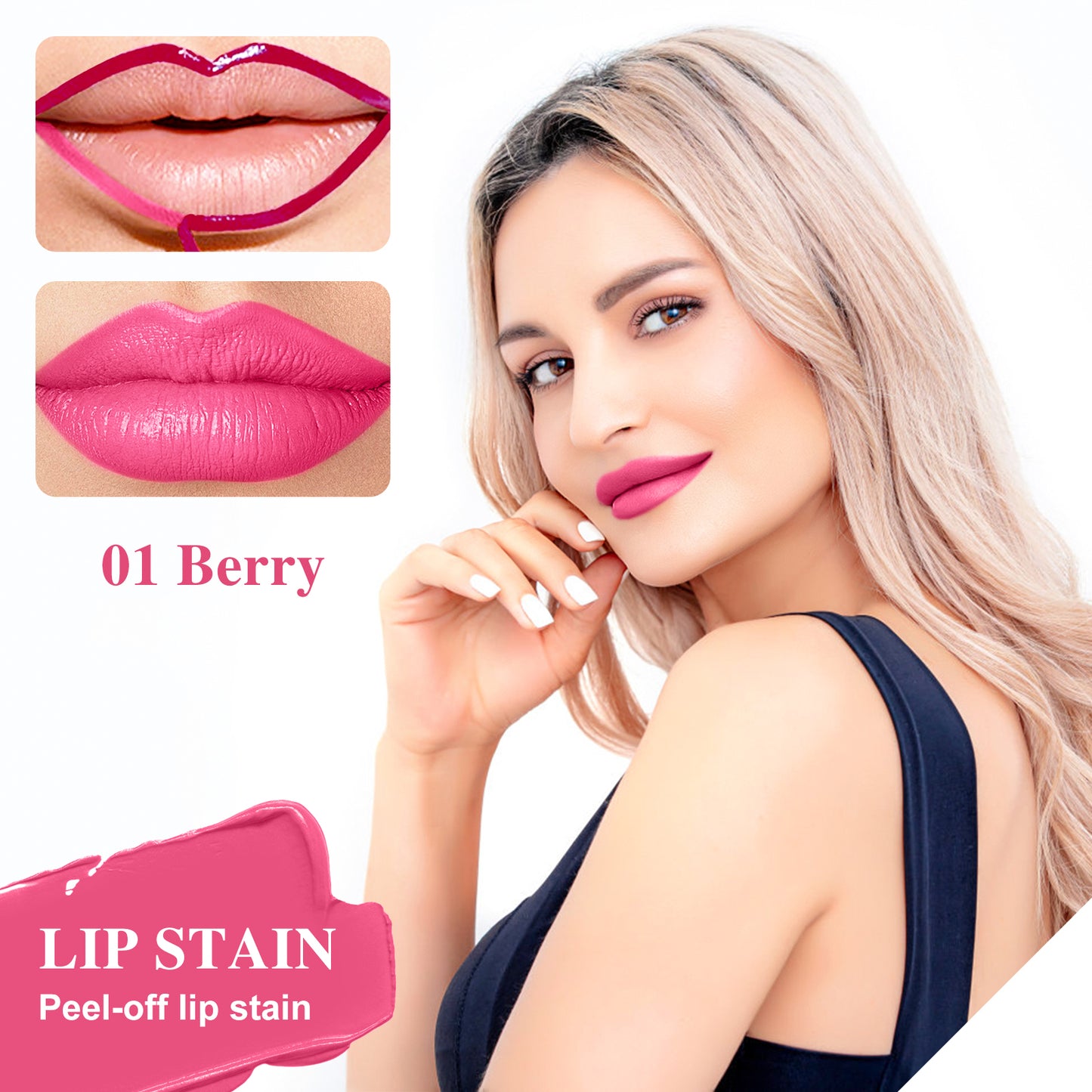 Lip Stain - Lip Stain Peel Off Long-Lasting with Matte Finish Waterproof & Transfer-Proof, Lip Liner Moisturizing & Nourishing Non-Stick Cup Highly Pigmented Color Lip Tint