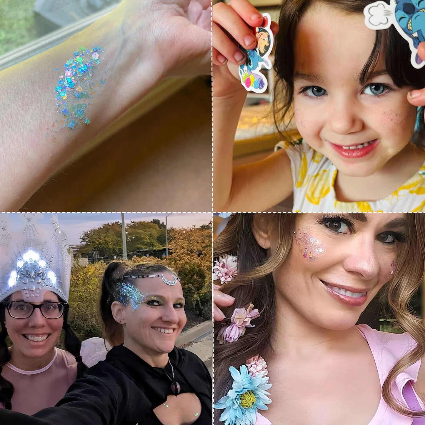 Body Face Glitter Makeup - Womens Halloween Costume Sparkly Chunky Hair Glitter, Mermaid Birthday Decorations Rave Outfits for Kids