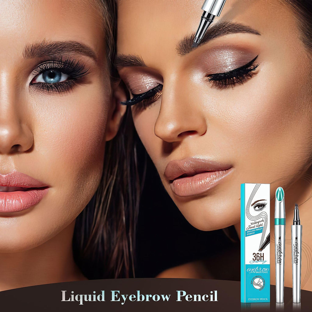 Eyebrow Pencils for Women - Eyebrow Gel with Microblading 4-Fork-Tip,  Lift & Snatch Eyebrow Pen, Eyebrow Marker Long-Lasting Waterproof & Smudge-Proof Natural Hair Like Brows