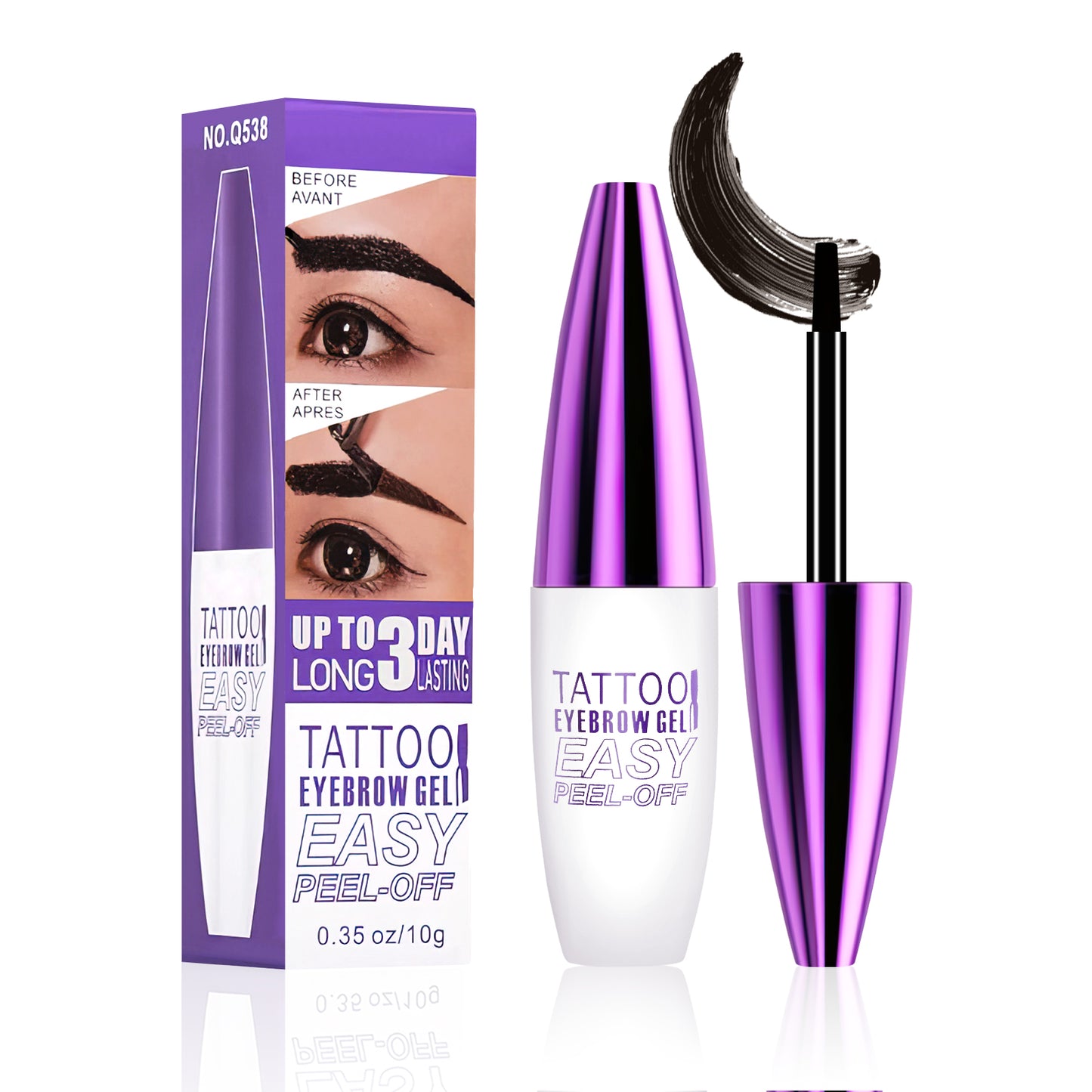 Peel Off Eyebrow Gel - Easy Peel Off Eyebrow Brow Tattoo Makeup, No Smudge, Waterproof and Easy to Color, Create Fuller & Defined Brows Makeup for Woman & Girls
