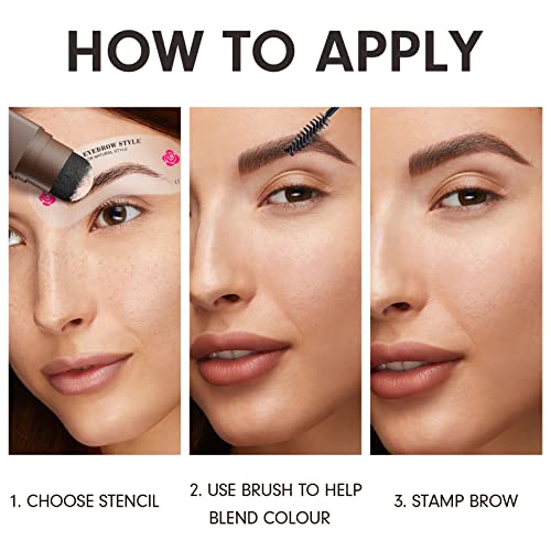 Eyebrow Stamp and Eyebrow Stencil Kit, Eye Brow Stencil Kit for Beginners 24 Reusable and Washable Eyebrow Shaping Kit, Brow Stencil and Stamp Kit Smudge-Proof & Long-Lasting