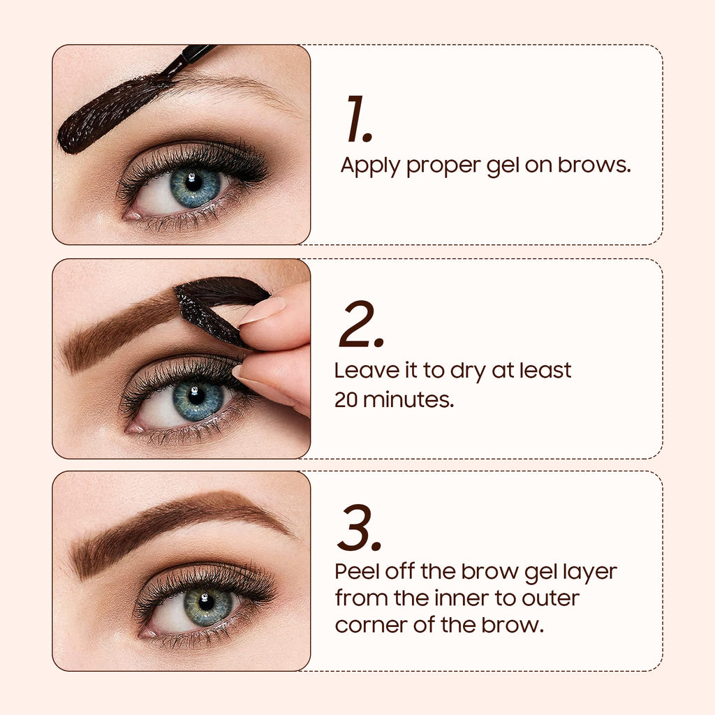 Brow Tattoo Peel Off - Brow Gel Eyebrow Tattoos Waterproof, Eyebrow Gel with Eyebrow Stencils Long-Lasting Makeup, Eye Brow Pencils Create Full Voluminous Brows for Women