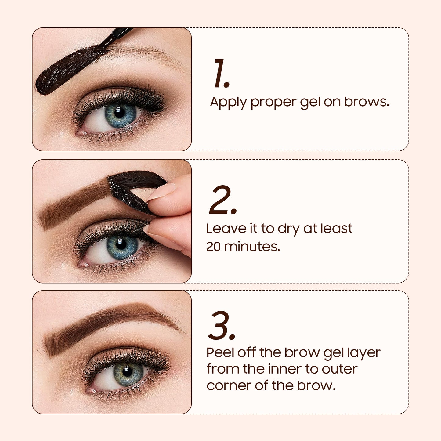 Brow Tattoo Peel Off - Brow Gel Eyebrow Tattoos Waterproof, Eyebrow Gel with Eyebrow Stencils Long-Lasting Makeup, Eye Brow Pencils Create Full Voluminous Brows for Women
