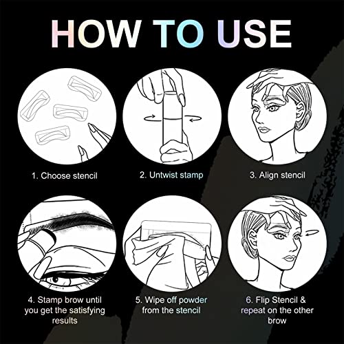 Eyebrow Stamp and Eyebrow Stencil Kit, Eye Brow Stencil Kit for Beginners 24 Reusable and Washable Eyebrow Shaping Kit, Brow Stencil and Stamp Kit Smudge-Proof & Long-Lasting
