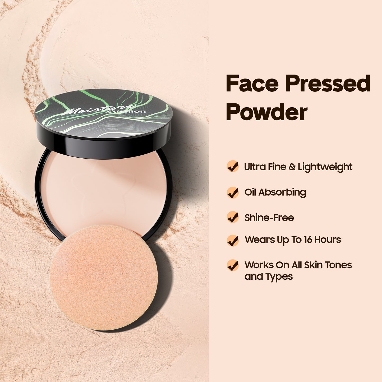 Mushroom Head Air Cushion CC Cream with Setting Powder Makeup Set, Blurs Fine Lines & Imperfections, Controls Shine & Smooths Complexion, Even Skin Tone for All Skin Types for Women (Natural)