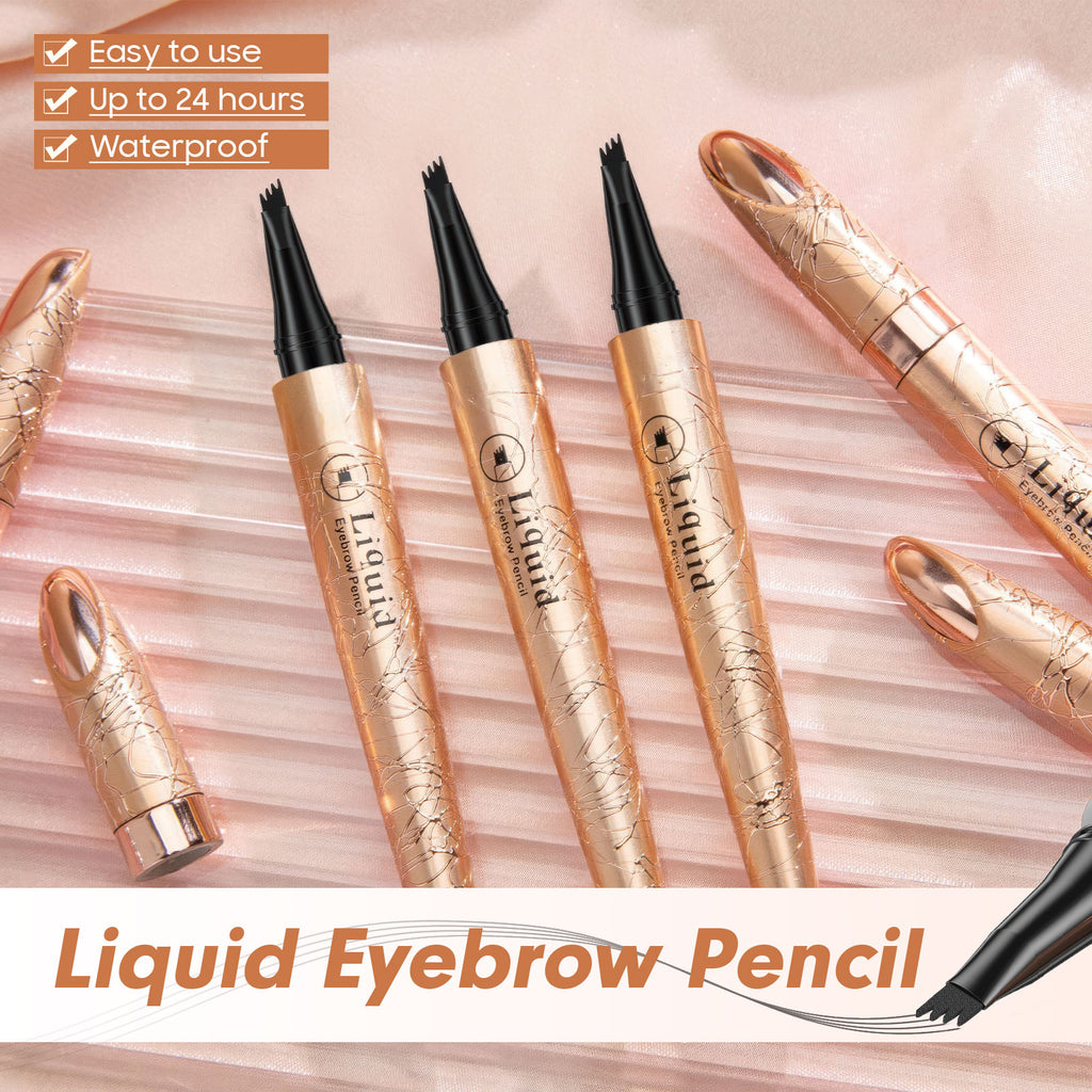 Eyebrow Pencil Microblade Eyebrow Pen, Eyebrow Pen Micro 4 Point Brow Pen Lift & Snatch, Waterproof Long-Lasting Brow Microfilling Eyebrow Pen, Smudge-proof Natural Eyebrow Hair (Dark Brown)