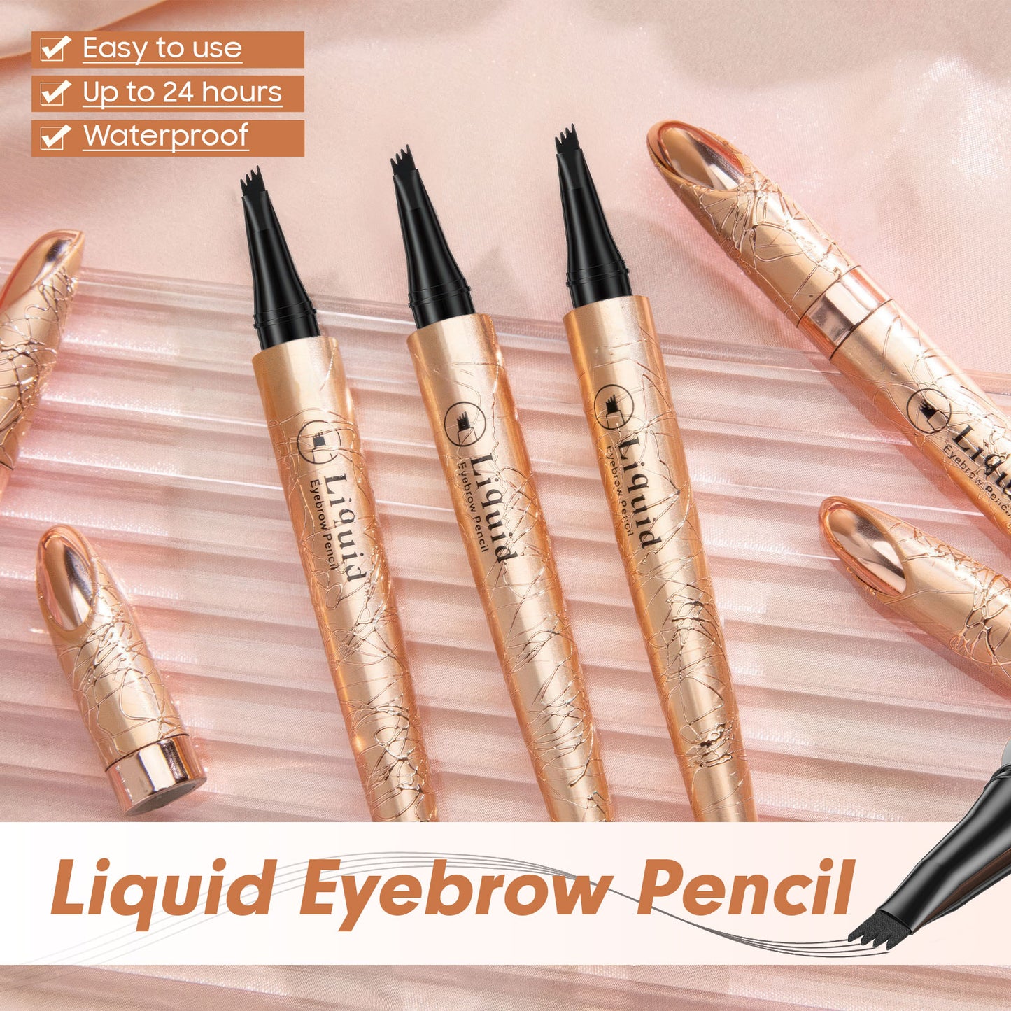 Eyebrow Pencil Microblade Eyebrow Pen, Eyebrow Pen Micro 4 Point Brow Pen Lift & Snatch, Waterproof Long-Lasting Brow Microfilling Eyebrow Pen, Smudge-proof Natural Eyebrow Hair (Dark Brown)