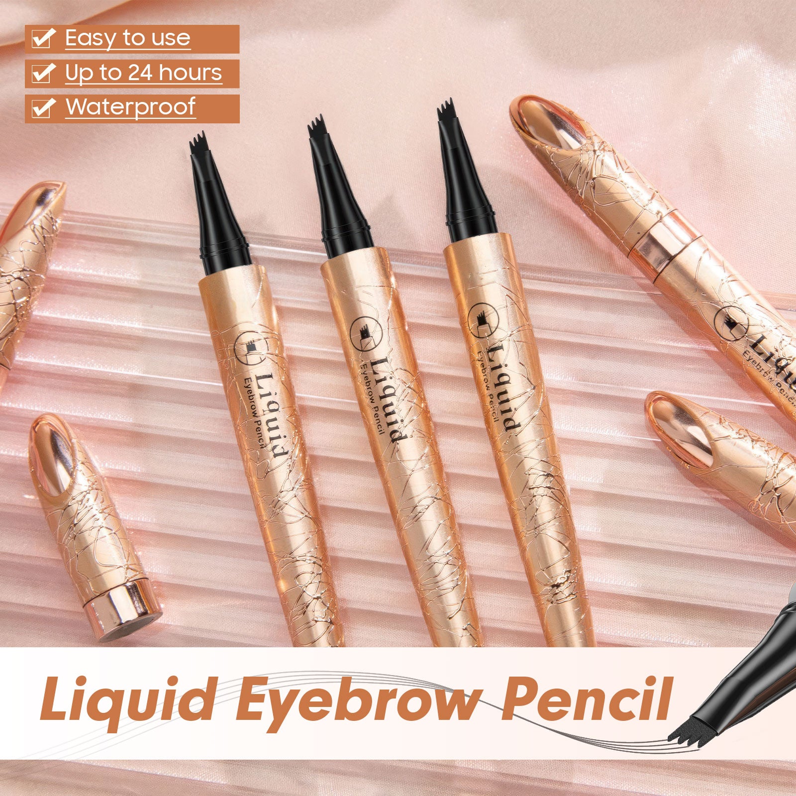 Eyebrow Pencil Microblade Eyebrow Pen, Eyebrow Pen Micro 4 Point Brow Pen Lift & Snatch, Waterproof Long-Lasting Brow Microfilling Eyebrow Pen, Smudge-proof Natural Eyebrow Hair (Dark Brown)