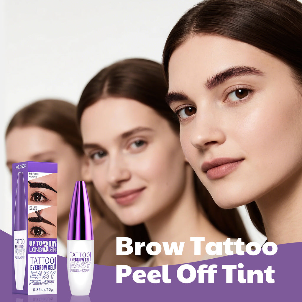 Peel Off Eyebrow Gel - Easy Peel Off Eyebrow Brow Tattoo Makeup, No Smudge, Waterproof and Easy to Color, Create Fuller & Defined Brows Makeup for Woman & Girls