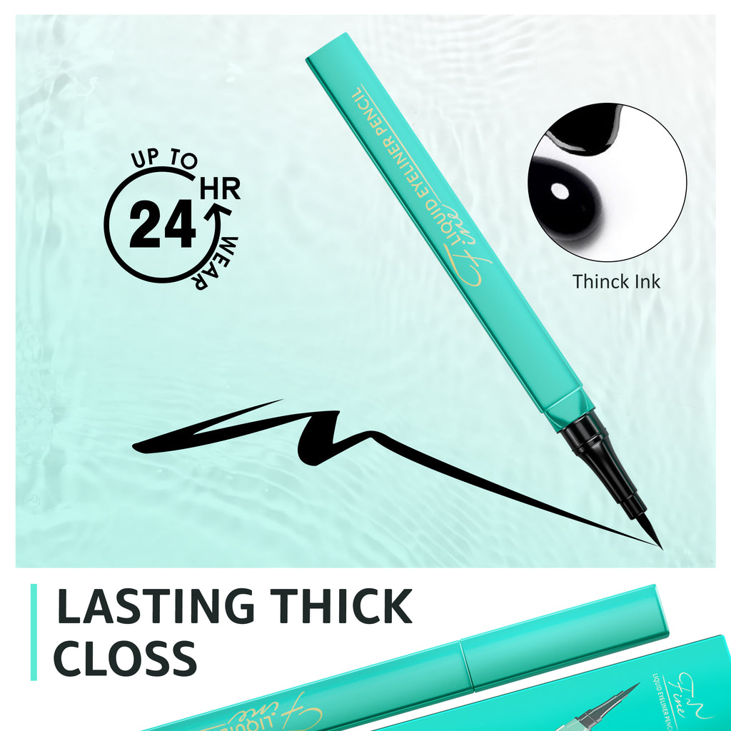 Liquid Eyeliner, Long-Lasting & Waterproof Eyeliner Pen, Glides on Smoothly, Quick Drying, Cruelty-Free & Vegan, Super Slim Precise All Day for Women (Black)