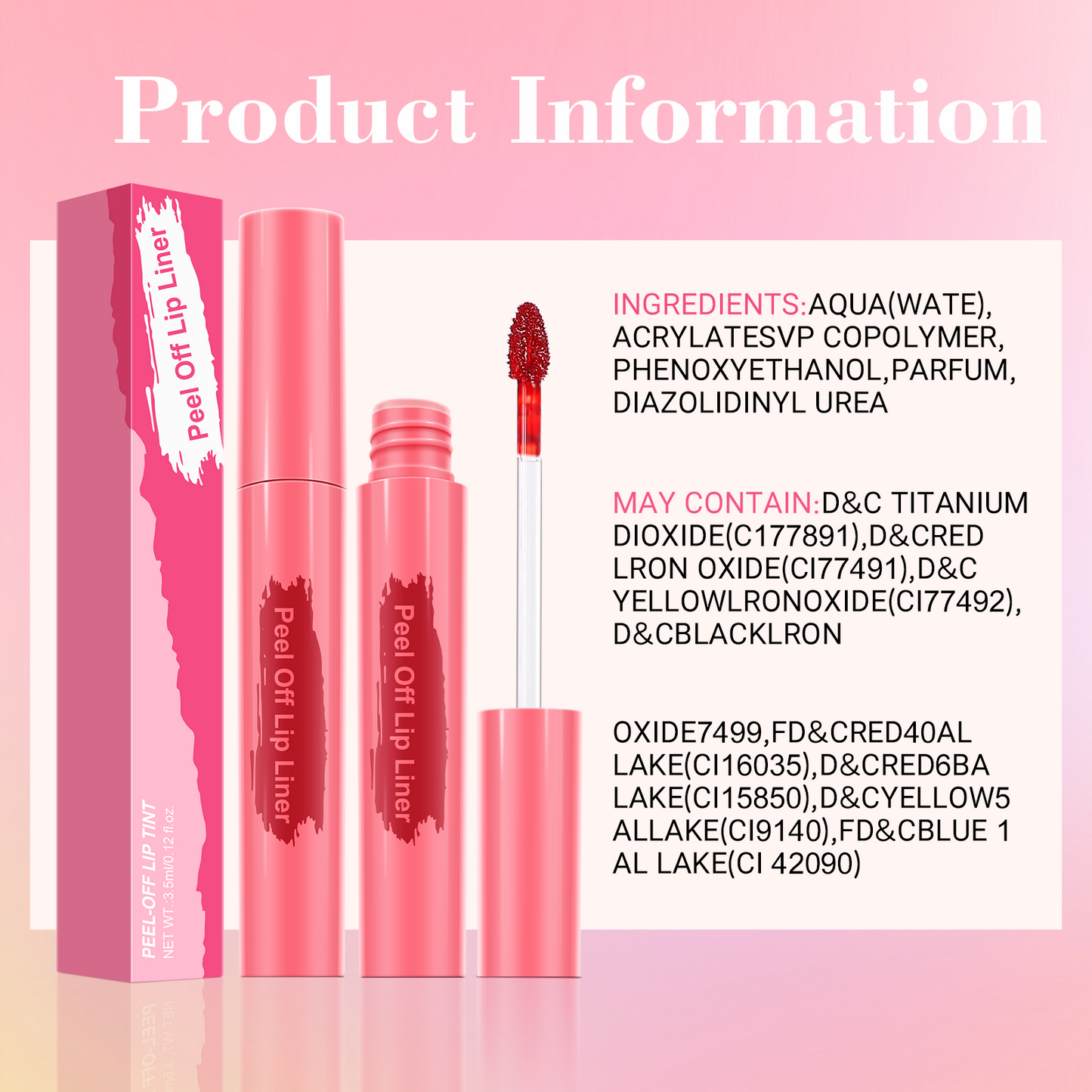 Lip Stain - Peel Off Lip Stain, Long Lasting Lip Liner with Matte Finish, Waterproof, Transfer-proof, Highly Pigmented Color