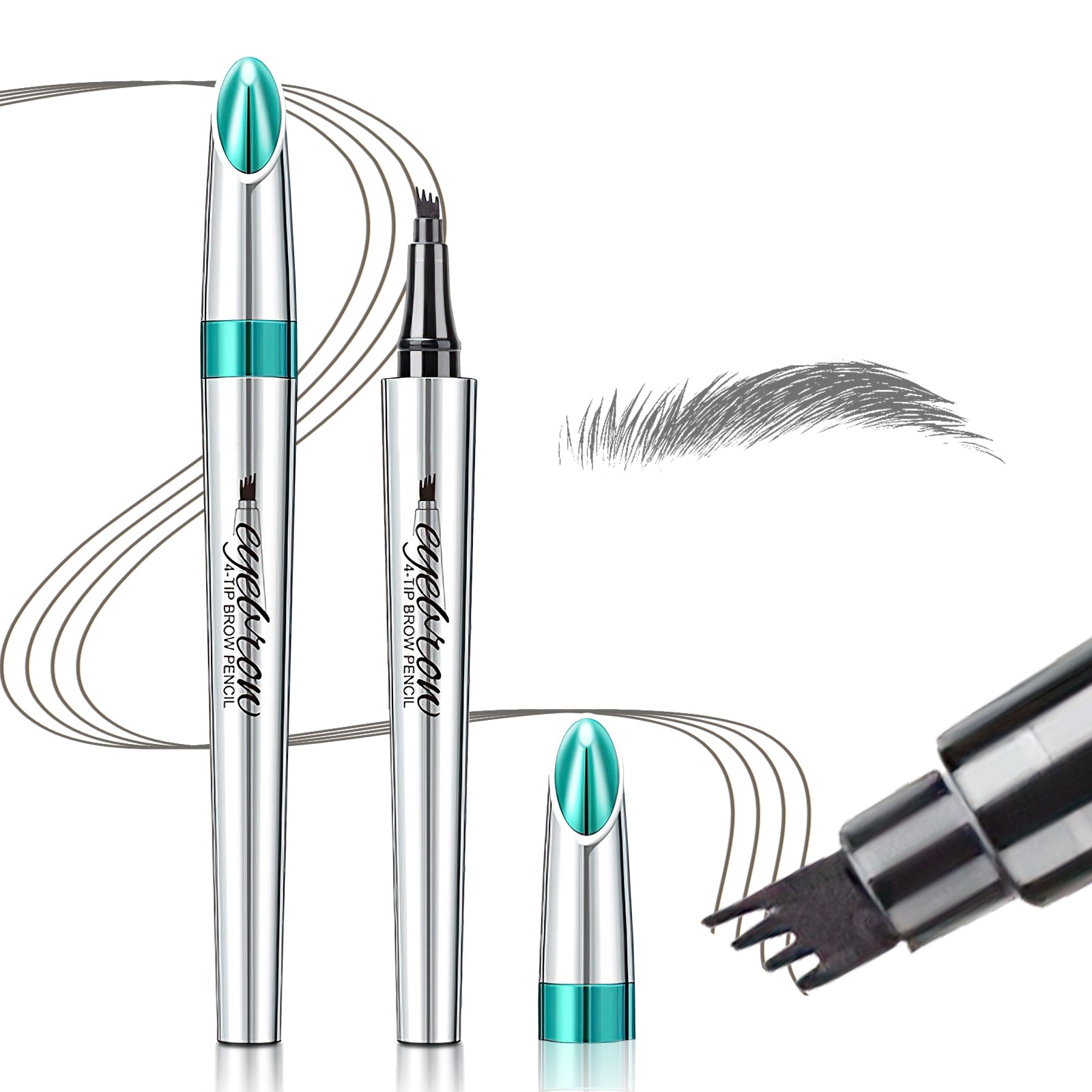 Eyebrow Pencils for Women - Eyebrow Gel with Microblading 4-Fork-Tip,  Lift & Snatch Eyebrow Pen, Eyebrow Marker Long-Lasting Waterproof & Smudge-Proof Natural Hair Like Brows