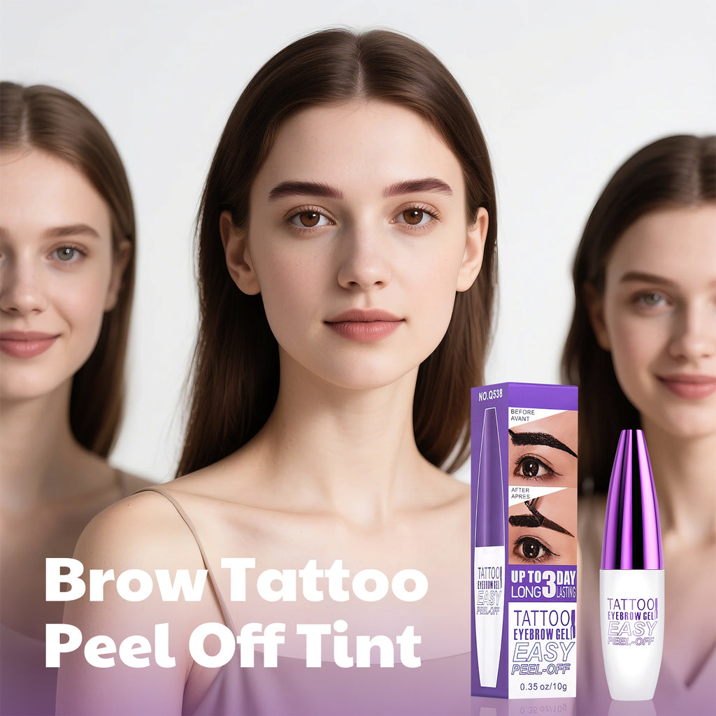 Peel Off Eyebrow Gel - Easy Peel Off Eyebrow Brow Tattoo Makeup, No Smudge, Waterproof and Easy to Color, Create Fuller & Defined Brows Makeup for Woman & Girls