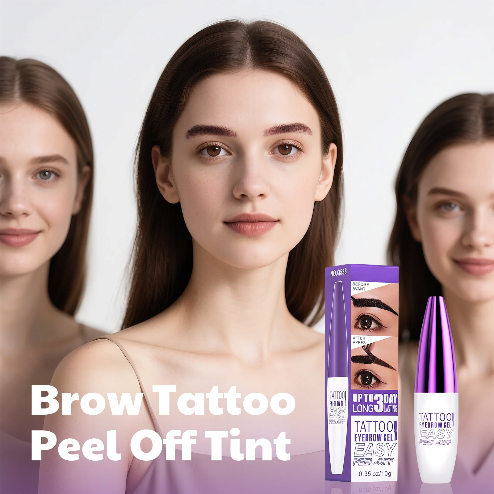 Peel Off Eyebrow Gel - Easy Peel Off Eyebrow Brow Tattoo Makeup, No Smudge, Waterproof and Easy to Color, Create Fuller & Defined Brows Makeup for Woman & Girls