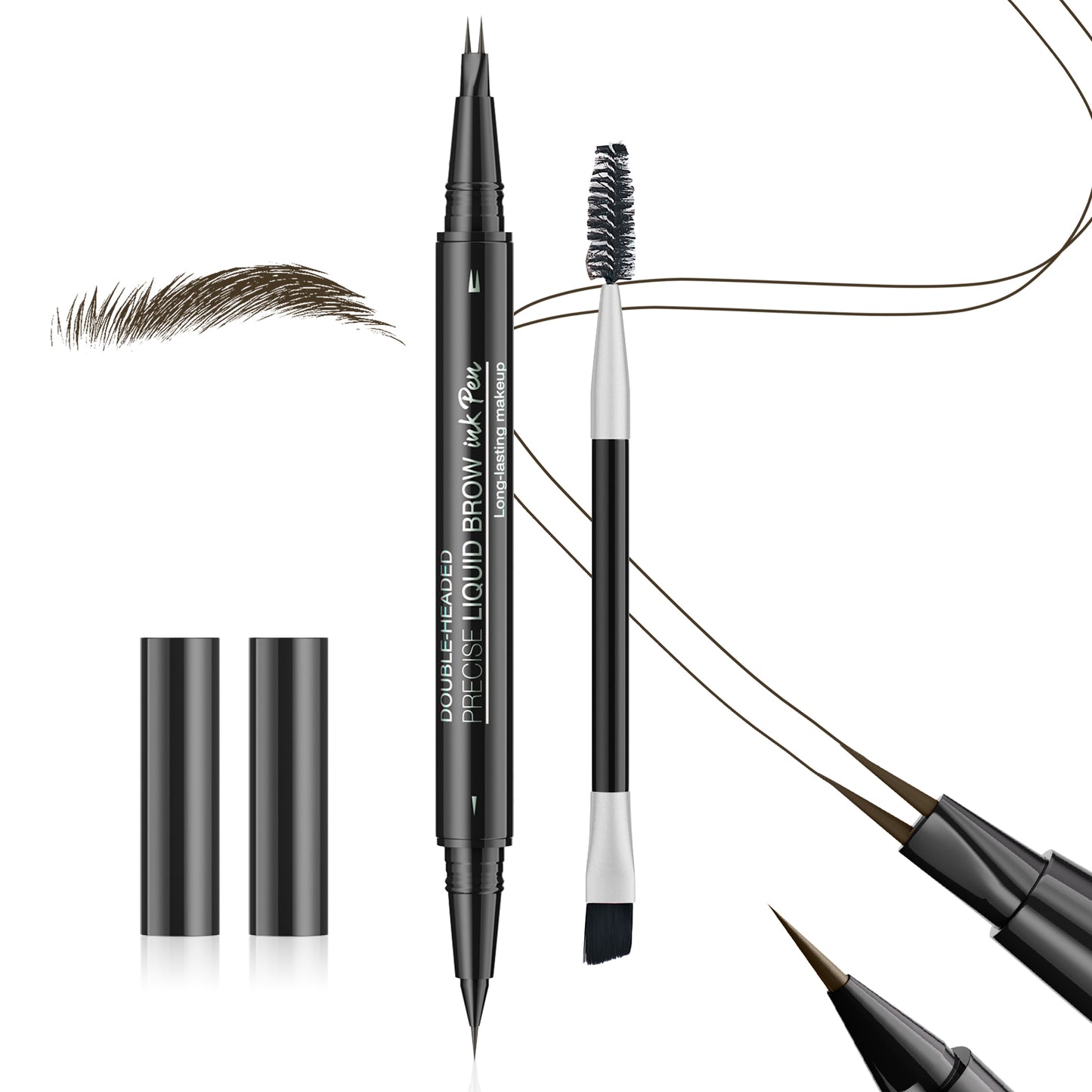 Eyebrow Pen Dual-Ended Brow Pencil with 2-Fork Tip & Precise  Brush-Tip, Eyebrow Pencil for Women Waterproof Long-Lasting  Natural Brow Tint