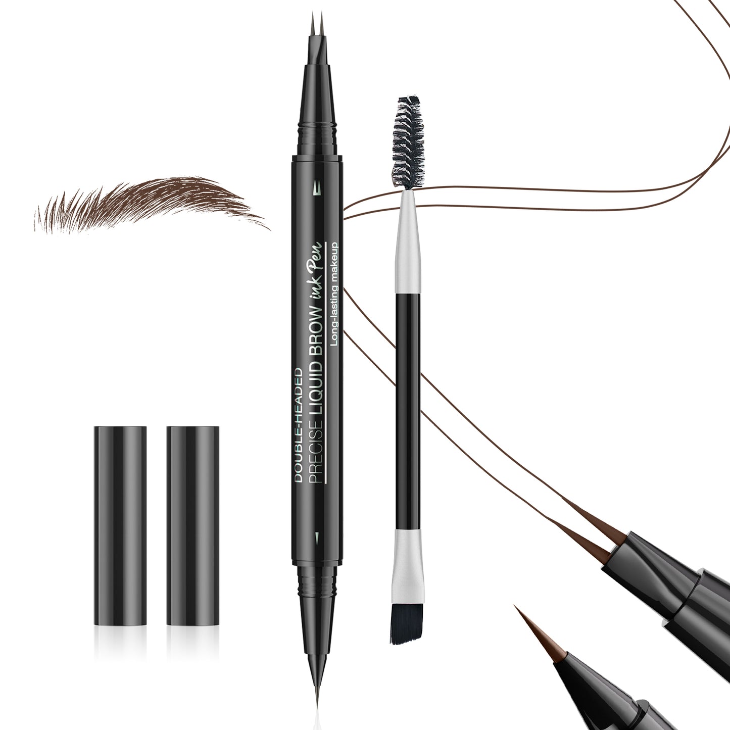 Eyebrow Pen Dual-Ended Brow Pencil with 2-Fork Tip & Precise  Brush-Tip, Eyebrow Pencil for Women Waterproof Long-Lasting  Natural Brow Tint