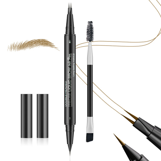 Eyebrow Pen Dual-Ended Brow Pencil with 2-Fork Tip & Precise  Brush-Tip, Eyebrow Pencil for Women Waterproof Long-Lasting  Natural Brow Tint