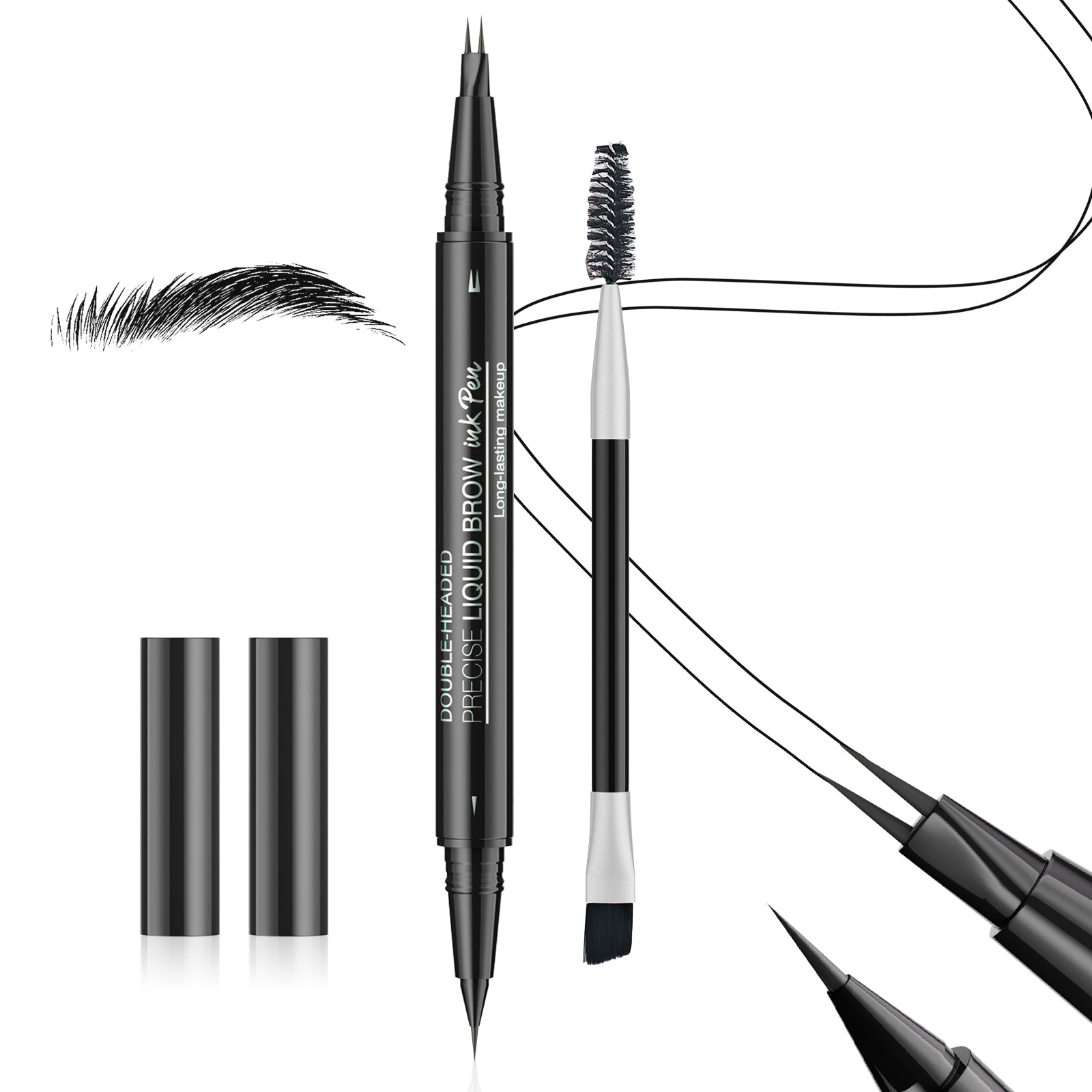 Eyebrow Pen Dual-Ended Brow Pencil with 2-Fork Tip & Precise  Brush-Tip, Eyebrow Pencil for Women Waterproof Long-Lasting  Natural Brow Tint