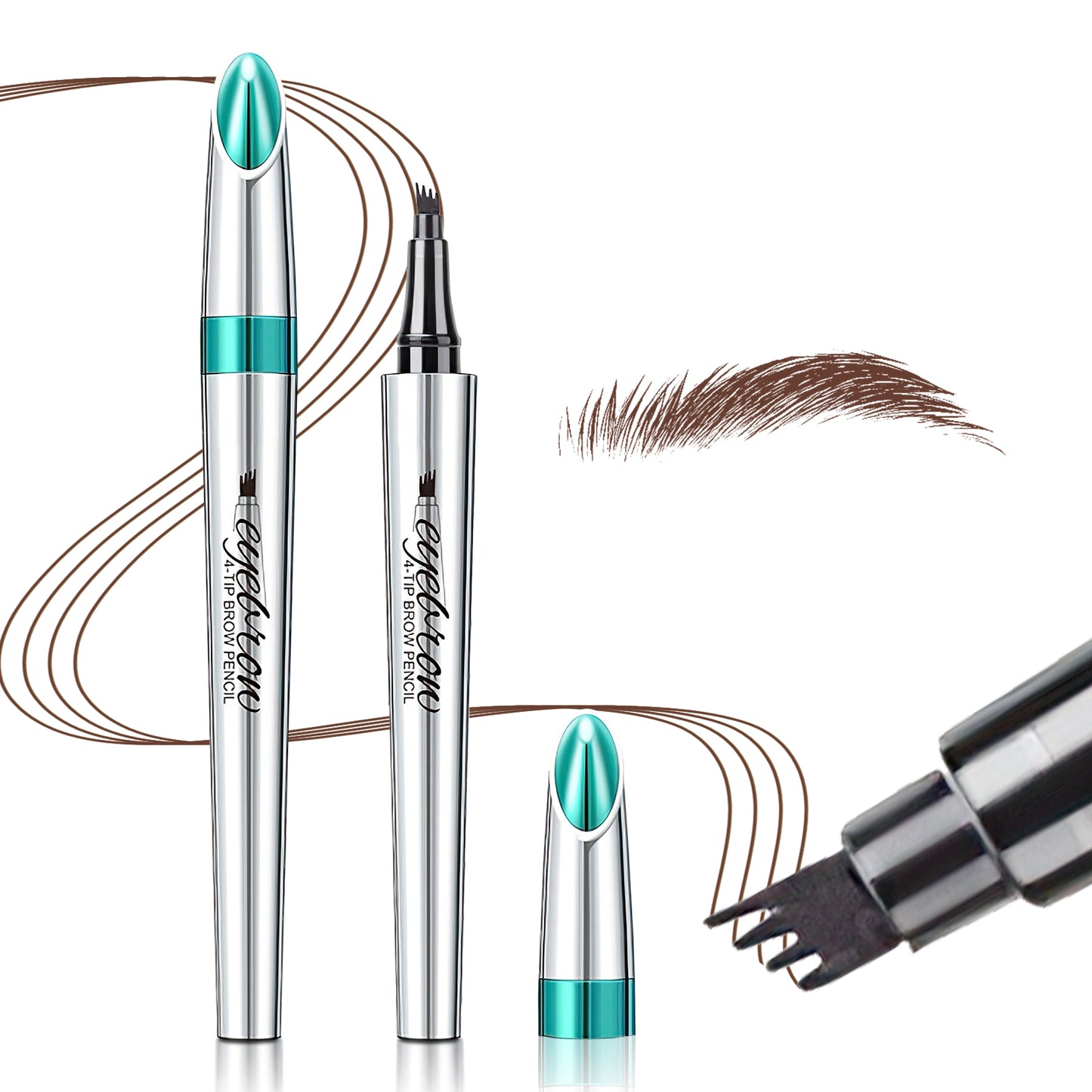 Eyebrow Pencils for Women - Eyebrow Gel with Microblading 4-Fork-Tip,  Lift & Snatch Eyebrow Pen, Eyebrow Marker Long-Lasting Waterproof & Smudge-Proof Natural Hair Like Brows